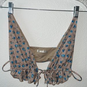 Frankie’s Bikinis floral tie front bikini top